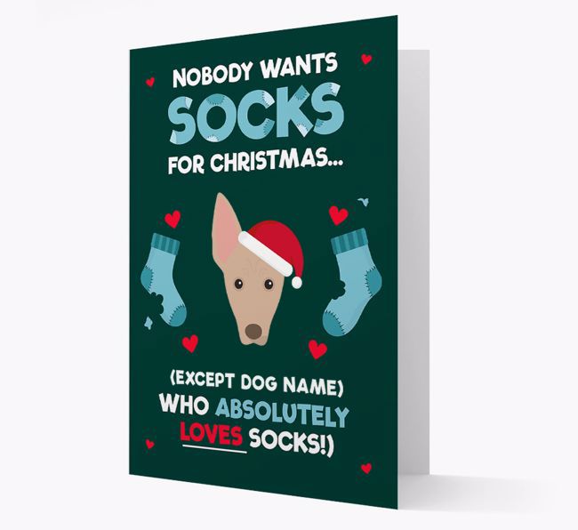 'Nobody Wants Socks for Christmas' - Personalized {breedFullName} Christmas Card